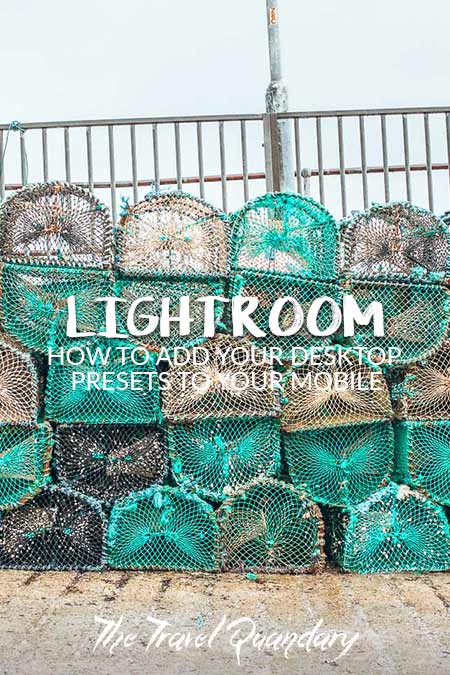 Green and grey fishing nets piled up on the harbour at Isle of Skye, Scotland, United Kingdom