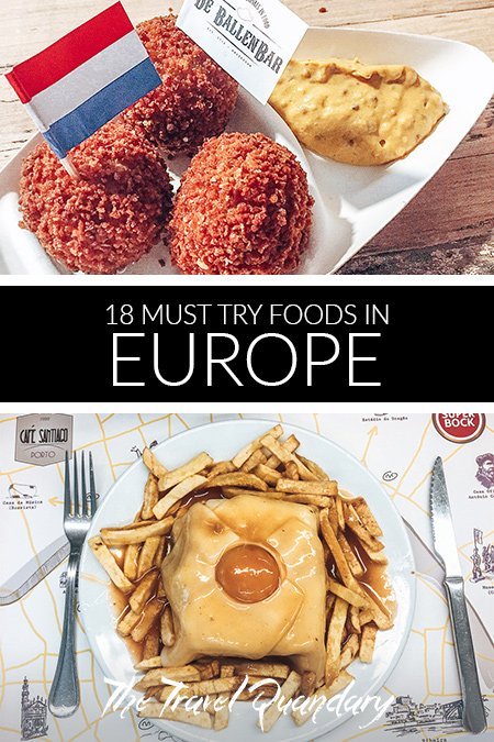 Pin to Pinterest: Bitterballen from the Netherlands and francesinha from Portugal