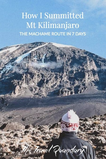 Pin to Pinterest: Looking up at the peak of Mt Kilimanjaro