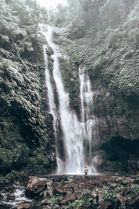 Bevan standing underneath Fiji Waterfalls, Bali Gallery