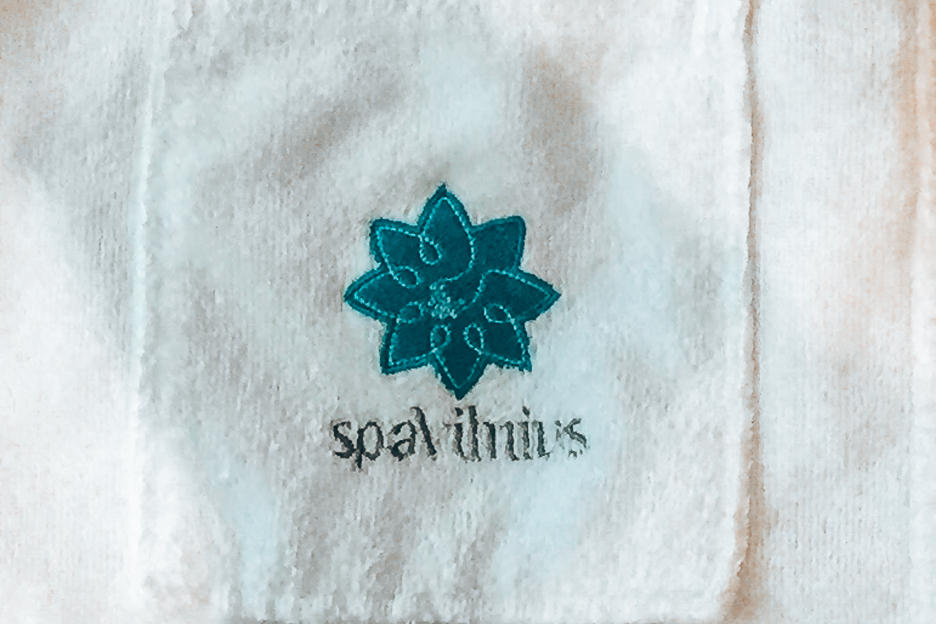 Spa Vilnius Logo on white robe, Druskininkai