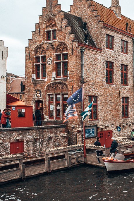 Red brick facades in Bruges Belgium