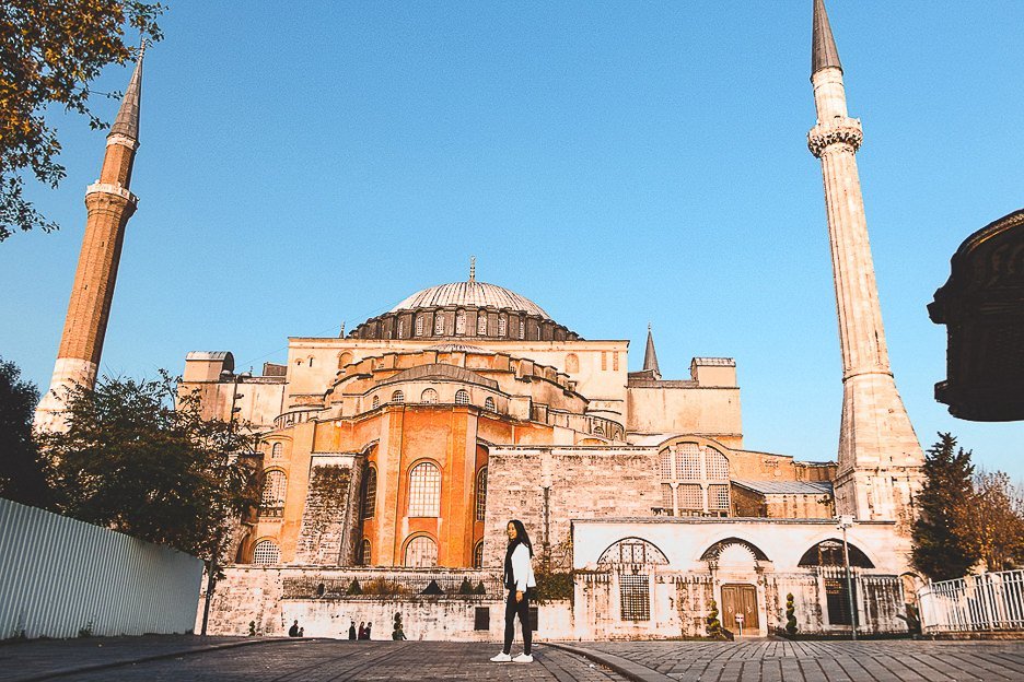 Jasmine poses in front of the Hagia Sofia, Istanbul