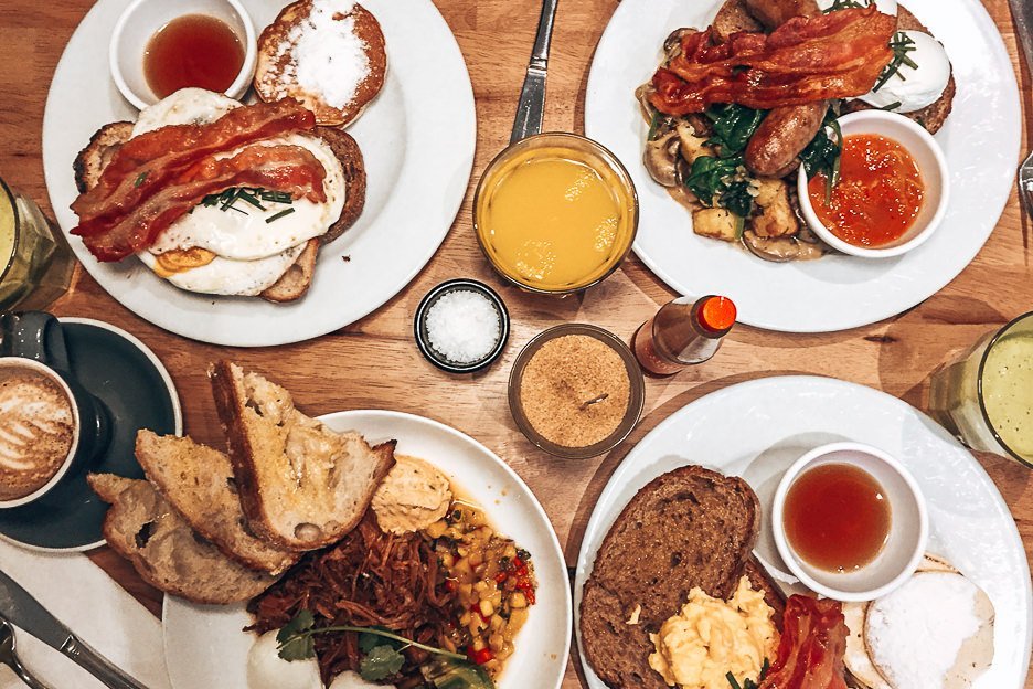 Four big breakfasts at Bakers and Roasters, Amsterdam