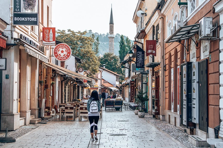 Walking through the quiet streets of Sarajevo in Bosnia & Herzegovina