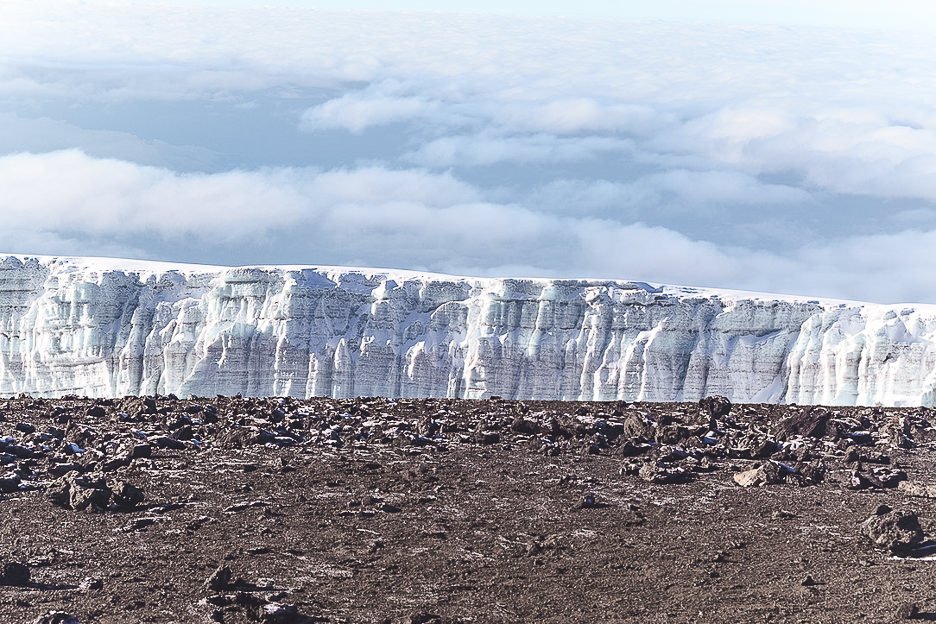 Rebmann and Retzel glaciers from Uhuru Peak, Mt Kilimanjaro