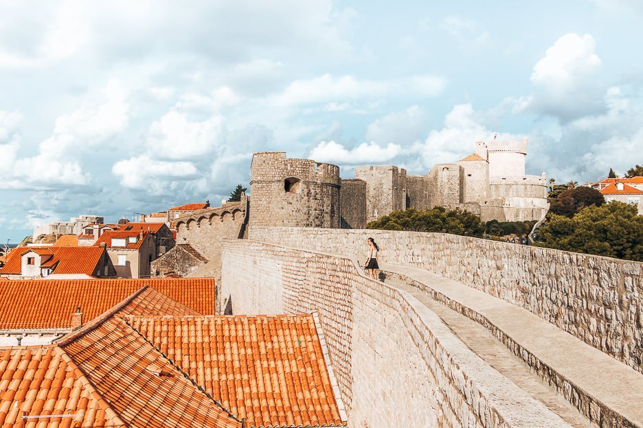 Jasmine walking the Old City Walls of Dubrovnik, Croatia