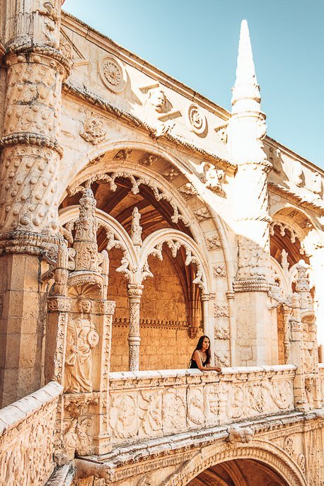Jasmine exploring Jerónimos Monastery in Belem, Lisbon, Portugal