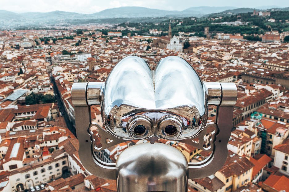 Lookout binoculars from atop Bruneschelli's Dome, Florence