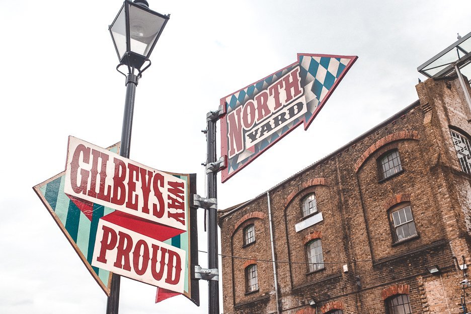 Vintage signs at Camden Market in north London