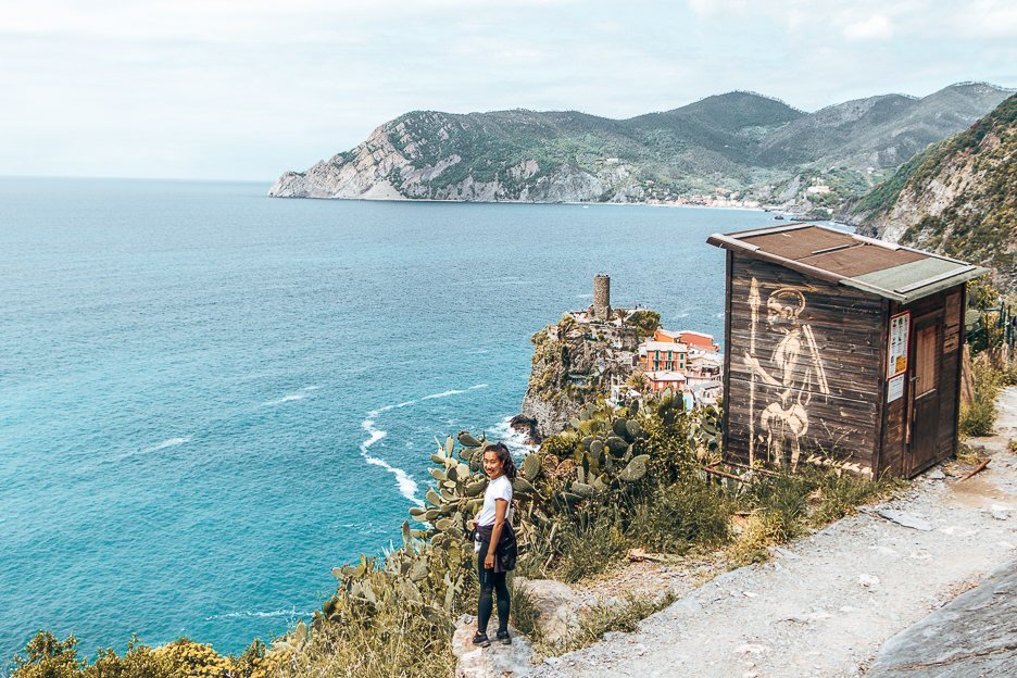 Finishing a Cinque Terre hike, Italy