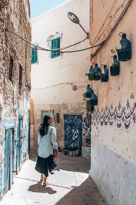 Jasmine wandering streets of medina Essaouira Morocco