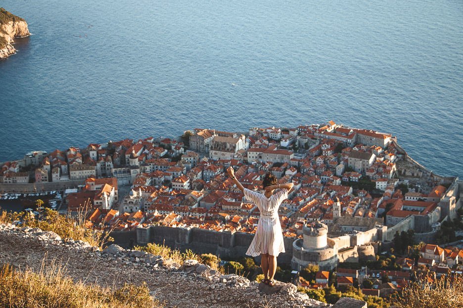 Looking out over Dubrovnik Old Town from above, Croatia