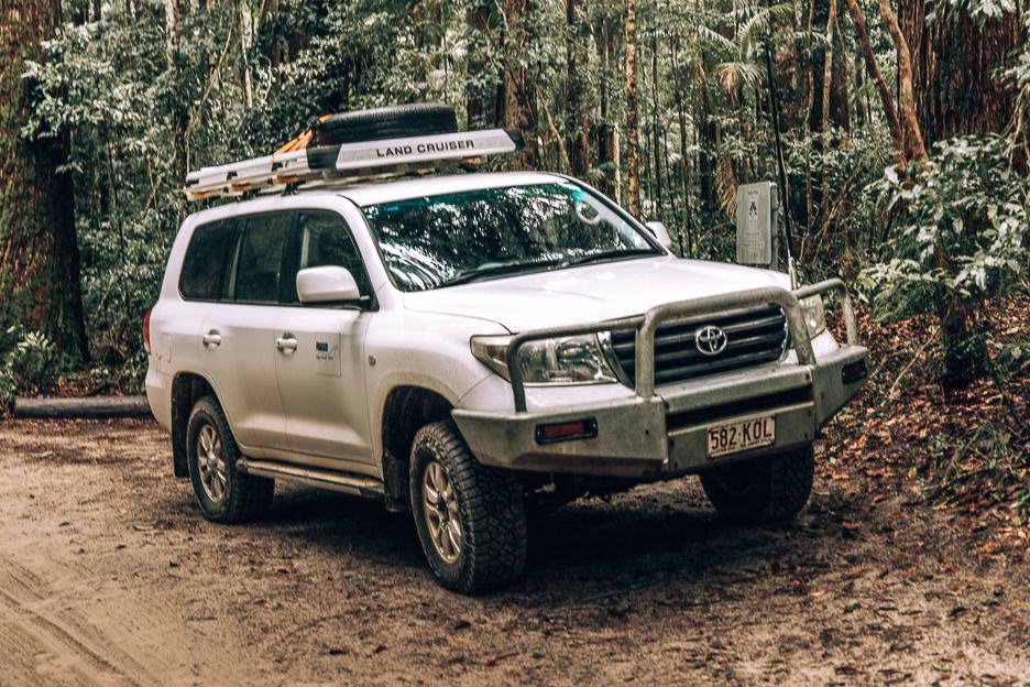 A Toyota Land Cruiser - a 4WD vehicle is necessary on Fraser Island