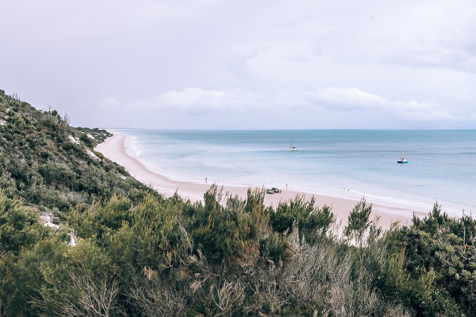 View of the east coast of Fraser Island from atop a sand dune