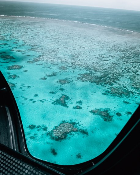 The Great Barrier Reef from a helicopter seat